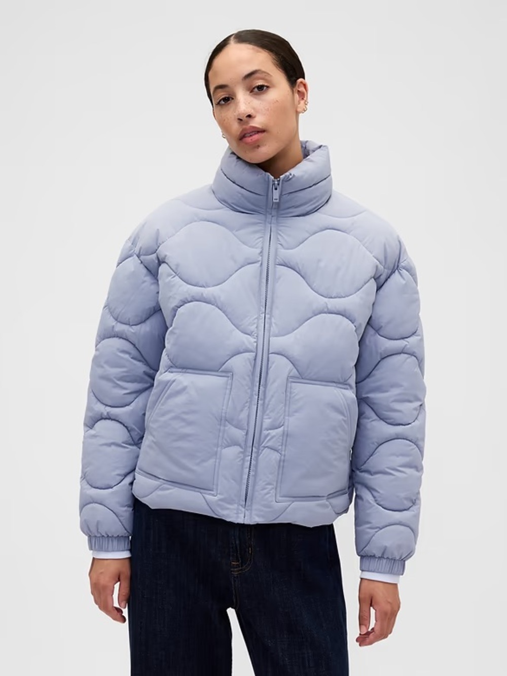 GAP Women's Pastel Blue Quilted Puffer Jacket